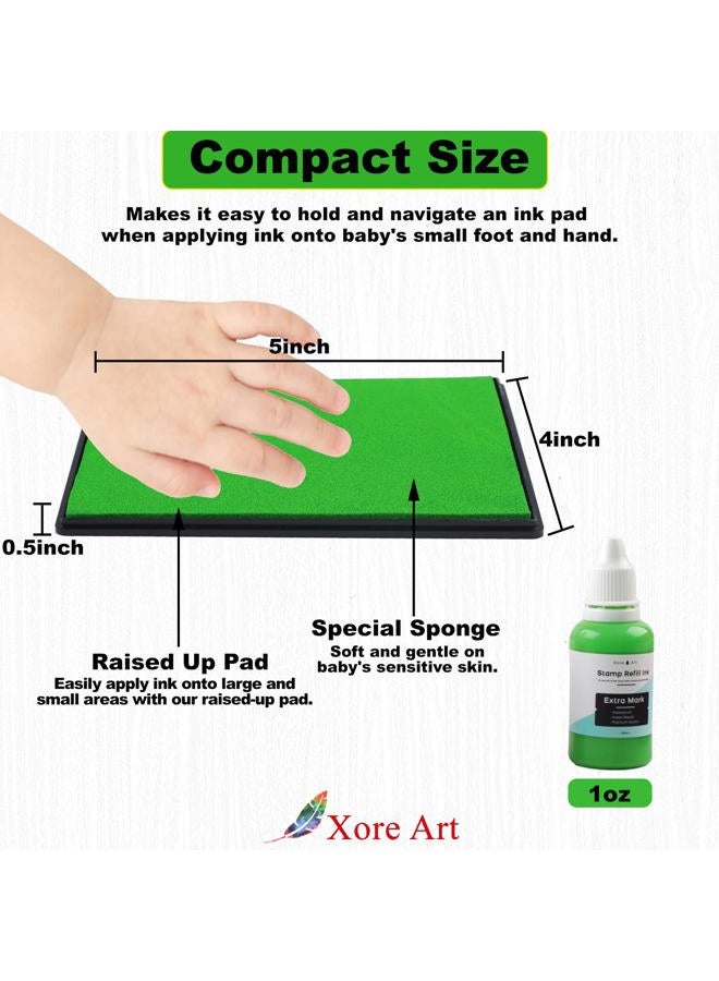 XoreArt Large Ink Pad, 5x4'' Washable Stamp Ink Pad for Kids+Premium Refill Ink (Light Green) - Image 2
