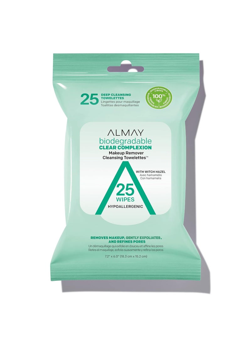 Almay Almay Makeup Remover Cleansing Towelettes Clear Complexion Wipes for Oily  Acne Prone Skin Hypoallergenic Cruelty  FragranceFree 25 Count 