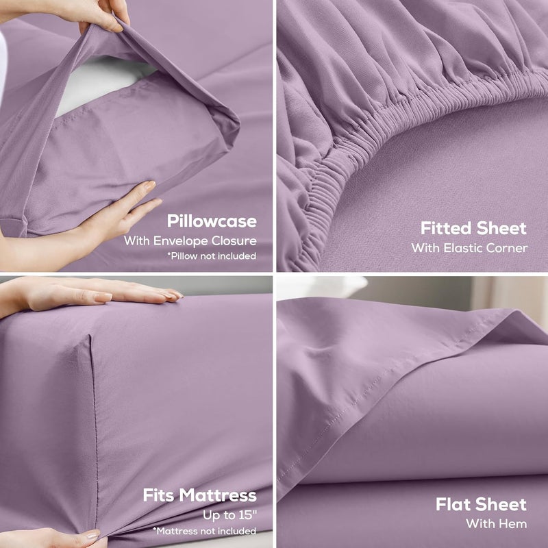Utopia Bedding Full Bed Sheets Set - 4 Piece Bedding - Brushed Microfiber - Shrinkage and Fade Resistant - Easy Care (Full, Lavender) - Image 3