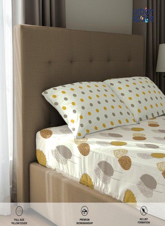 Urban Space Serene 200 TC 100% Cotton Elastic Fitted Bedsheets King Size With 2 Pillow Covers, King Size Bedsheet Floral(Drops Mustard, Size 72 X 78 Inches) - Image 5