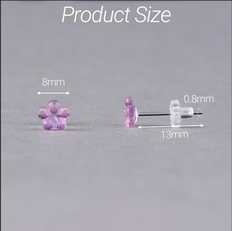 DSOMHZ Colorful Clear Earrings for Sports/Work, Medical Grade Plastic Stud Earrings for Sensitive Ears - Image 3