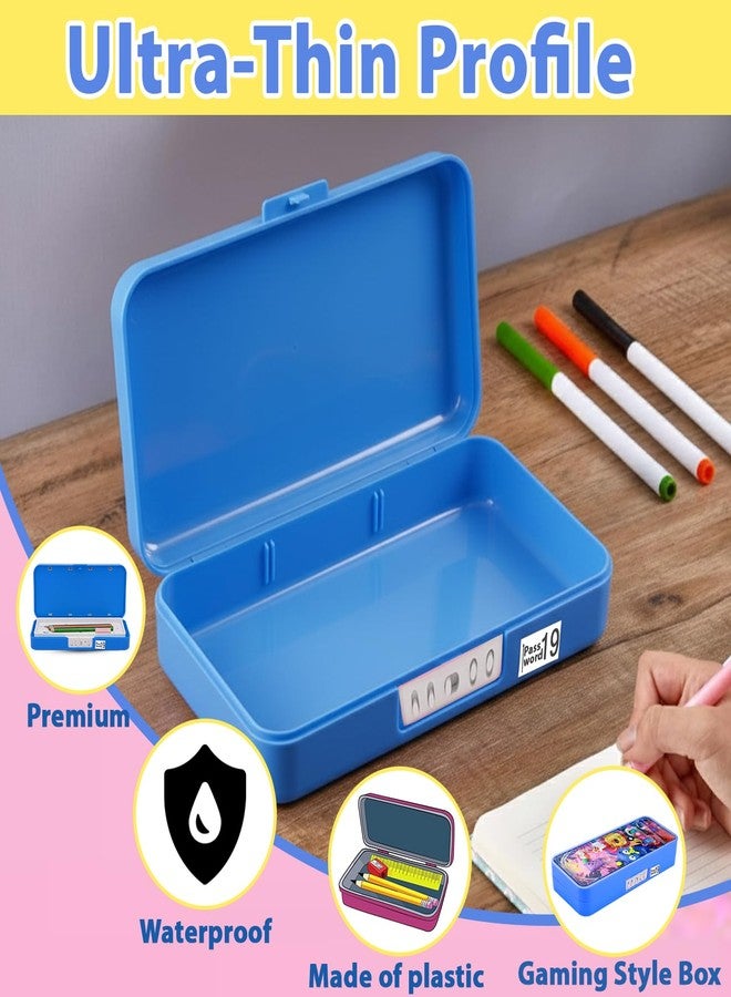 Global Impex Password Lock Plastic Kids Pen & Pencil Gaming Box Kids Stationery Organizer Box with Lock, Compartment & Stencil Partition Tray for Drawing | Fun & Durable Pencil Box for Boys & Girls - Image 3