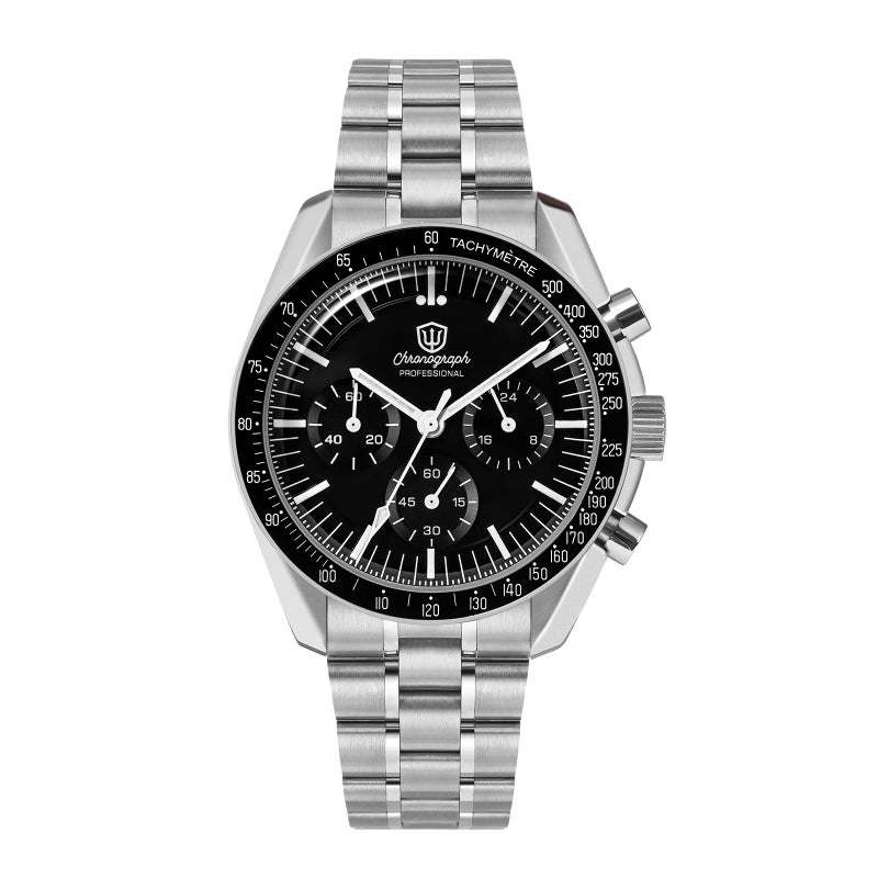 watchdives WD1860 WD1861 WD1863 Mens Chronograph Watch Japan VK63 Quartz Sports Watches 40mm Bubble Sapphire Crystal Wristwatch 100M Dive Watch Black WD1863 V2 Screw Bracelet - Image 2