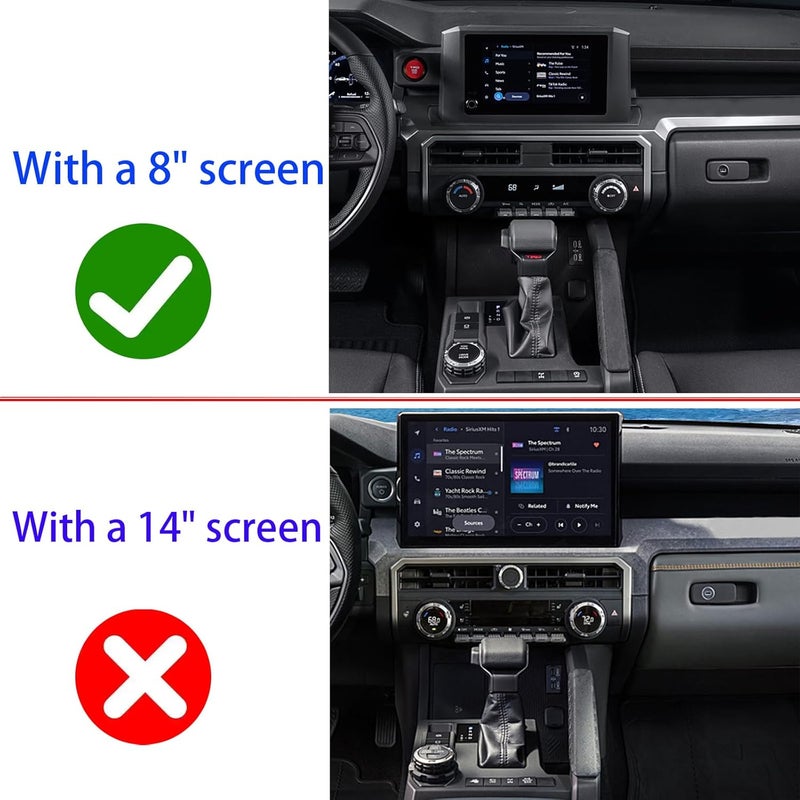 HDUFC For Toyota Tacoma 2024 2025/4Runner/4Runner Hybrid 2025 One Touch Start, Screen Center Console Button Knob Cover Ring Air Conditioner AC Switch Audio Aluminum Alloy Parts 6pcs (8-inch screen, black) - Image 2