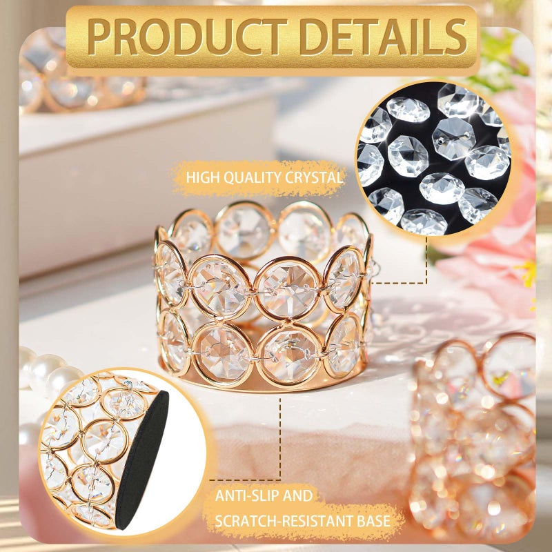 kolnlala 24 Pack Gold Metal Crystal Tea Light Candle Holders - 2.4"x1.6" Bulk Small Votive Candle Holders for Wedding, Home, Party Table Centerpiece Decorations - Image 3