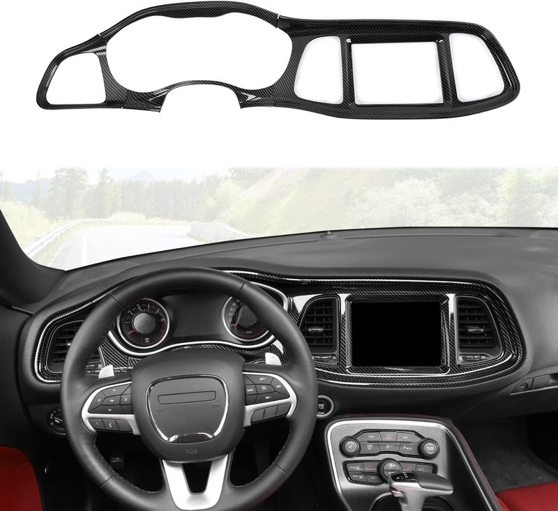 Linskip Carbon Fiber Dash Board Instrument Center Control Trim Cover for Dodge Challenger (2015-2023) - Image 1