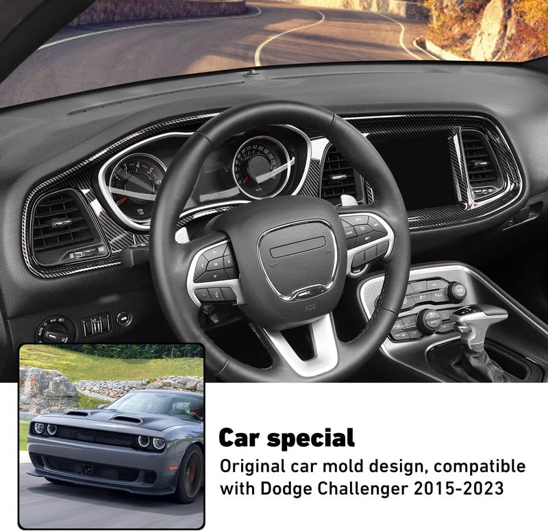 Linskip Carbon Fiber Dash Board Instrument Center Control Trim Cover for Dodge Challenger (2015-2023) - Image 4