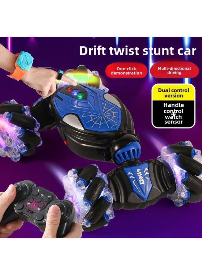 Loquat Gesture Induction Twist Car Lights Double-sided Stunt Remote Control Car Four-wheel Drive Off-road Climbing Car Children's Toy Car-Colour:878a-1 Single Remote Control-red - Image 3