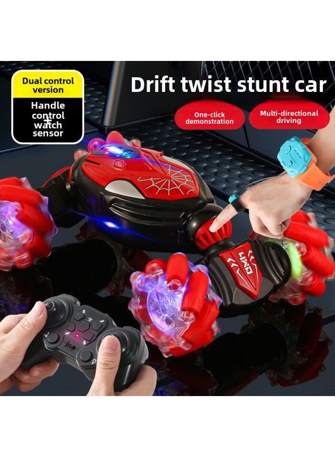Loquat Gesture Induction Twist Car Lights Double-sided Stunt Remote Control Car Four-wheel Drive Off-road Climbing Car Children's Toy Car-Colour:878a-1 Single Remote Control-red - Image 4