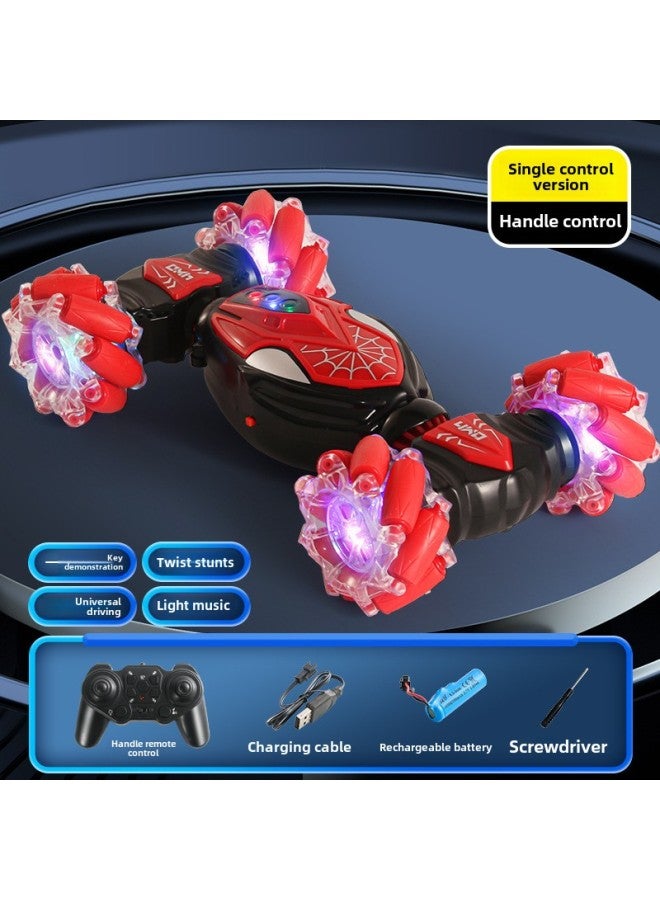 Loquat Gesture Induction Twist Car Lights Double-sided Stunt Remote Control Car Four-wheel Drive Off-road Climbing Car Children's Toy Car-Colour:878a-1 Single Remote Control-red - Image 1