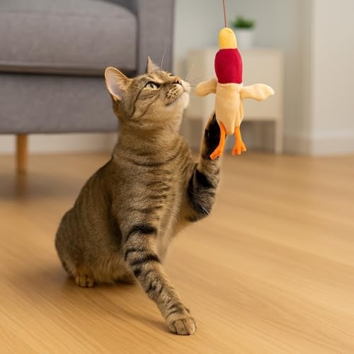 SPOT Skinneeez Stuffing-Free Forest Friends Cat Teaser Wand Toy with Catnip – Interactive Play for Cats and Breeds, Assorted Characters, 12-Inch - Image 5
