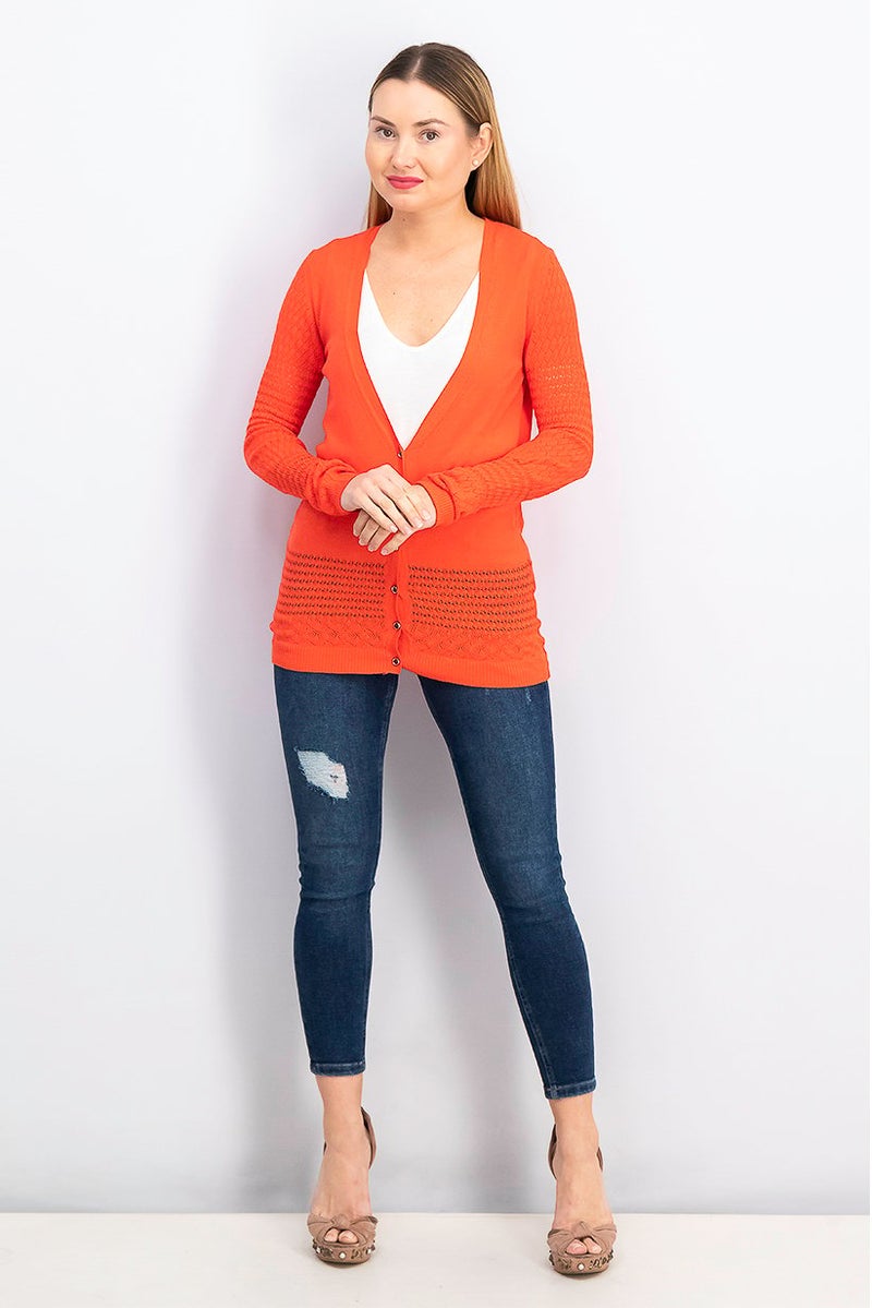 Marciano Women V, Neckline Plain Sweater, Orange - Image 2