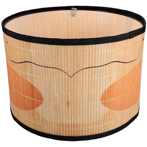 Uonlytech Drum Lamp Shade, E26/E27 Vintage Bamboo Lampshade Boho Chandelier Light Cover Replaceable Accessories for Pendant Floor Tables Lamps, 30X20CM - Image 1
