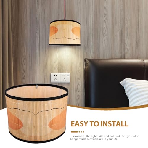 Uonlytech Drum Lamp Shade, E26/E27 Vintage Bamboo Lampshade Boho Chandelier Light Cover Replaceable Accessories for Pendant Floor Tables Lamps, 30X20CM - Image 3