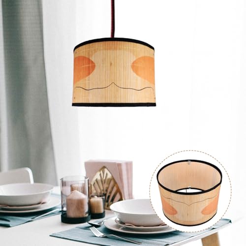Uonlytech Drum Lamp Shade, E26/E27 Vintage Bamboo Lampshade Boho Chandelier Light Cover Replaceable Accessories for Pendant Floor Tables Lamps, 30X20CM - Image 5