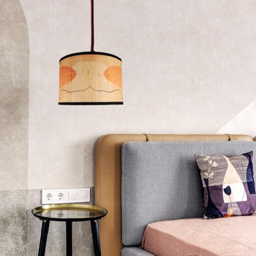 Uonlytech Drum Lamp Shade, E26/E27 Vintage Bamboo Lampshade Boho Chandelier Light Cover Replaceable Accessories for Pendant Floor Tables Lamps, 30X20CM - Image 4