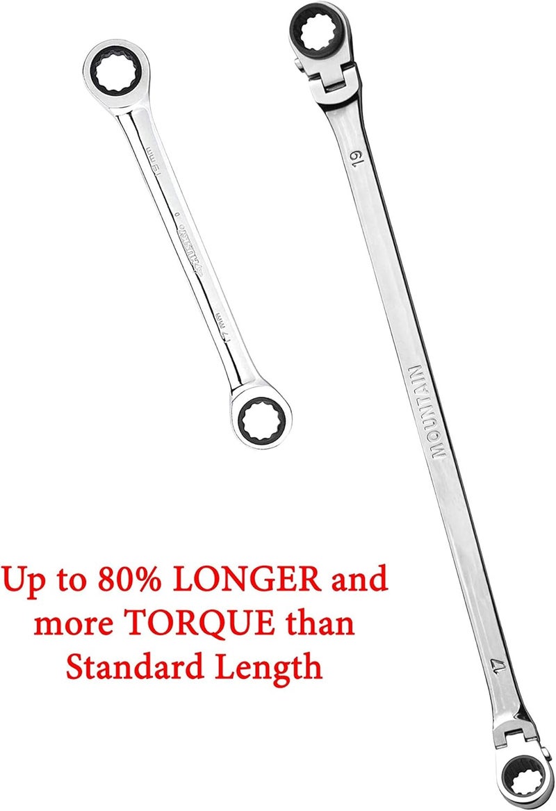Mountain 12x14mm Double Box Universal Spline Reversible Ratcheting Wrench; 90 Tooth Design, Long, Flexible, Reversible; MTNRM1214 - Image 4