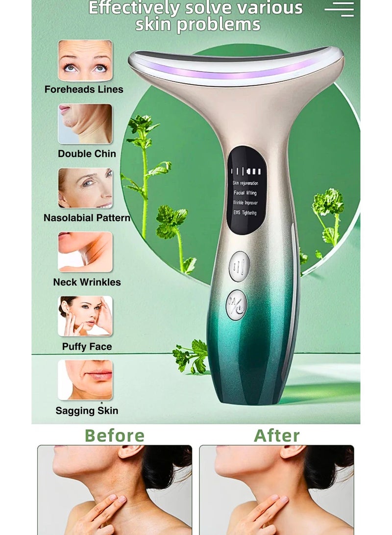 Neck Beauty Device & Face Lifting Massager  Light Led Photon Anti Wrinkle Anti Aging Lighten Neck Lines  Beauty machine (Gradient) - Image 5
