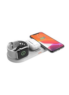 porodo 4 in 1 Slim Charging Station 7.5W/10W for iPhone / Apple Watch / Airpods - White  - Image 1