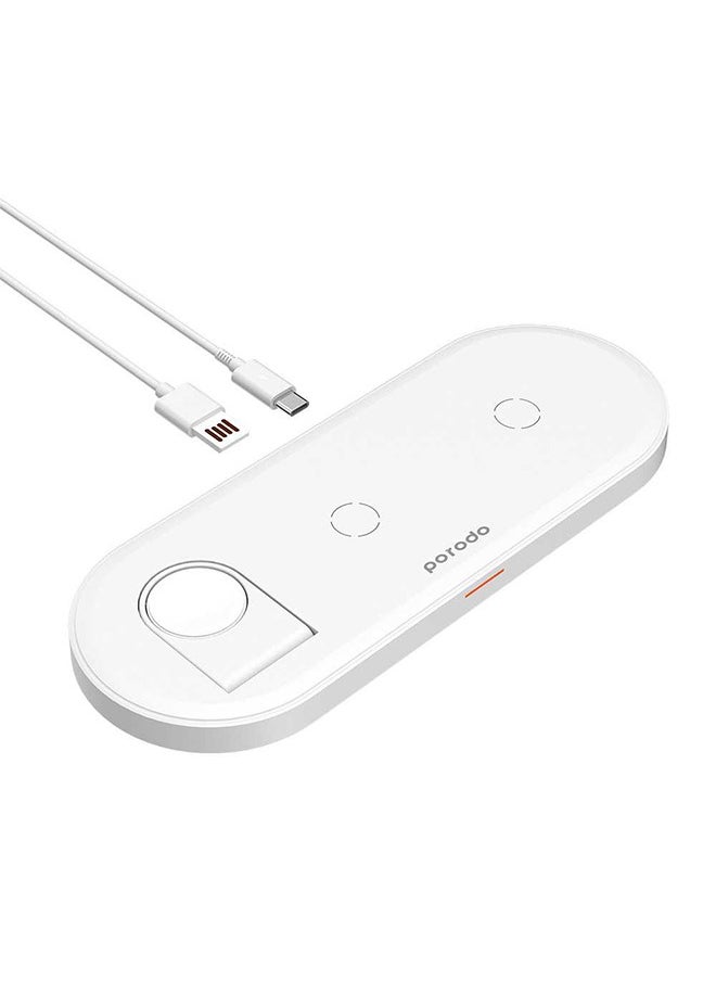 porodo 4 in 1 Slim Charging Station 7.5W/10W for iPhone / Apple Watch / Airpods - White  - Image 3