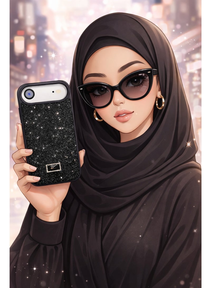 VR CREATIVE Luxury Glitter Diamond Phone Case for Apple iPhone 17 Air Sparkling Rhinestone Bling Protective Cover - Black - Image 2
