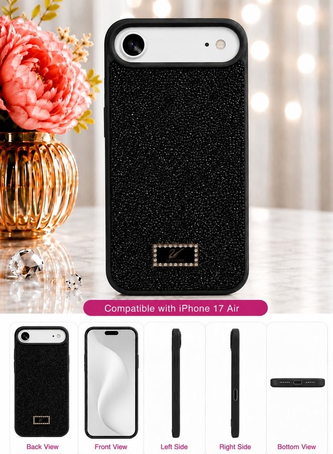 VR CREATIVE Luxury Sparkling Crystal Rhinestone Protective Phone Case Cover for Apple iPhone 17 Air – Black - Image 2