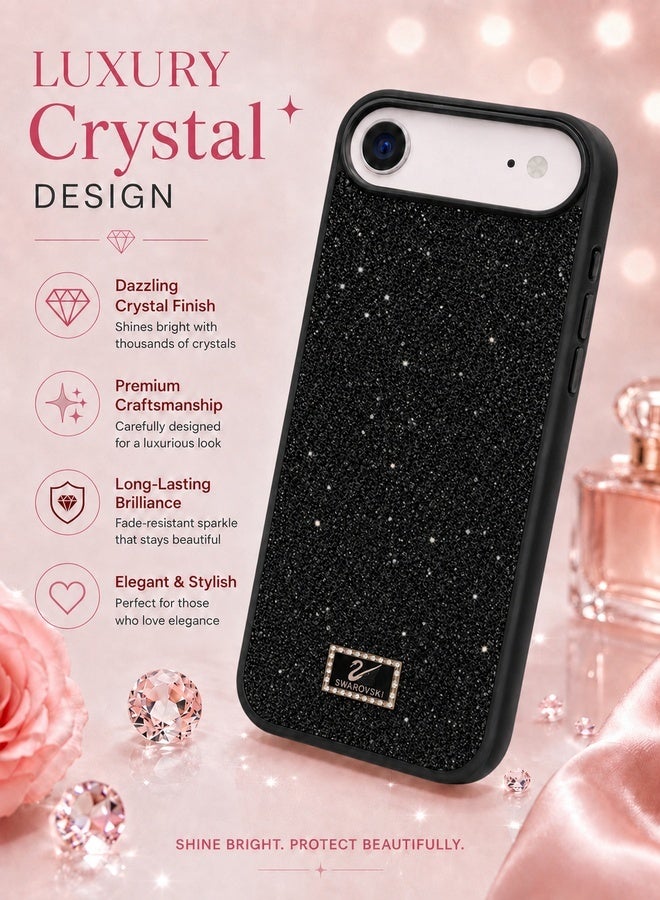 VR CREATIVE Luxury Sparkling Crystal Rhinestone Protective Phone Case Cover for Apple iPhone 17 Air – Black - Image 3