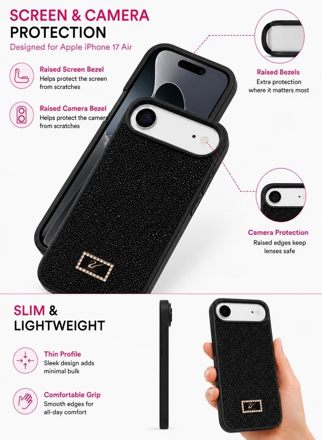 VR CREATIVE Luxury Sparkling Crystal Rhinestone Protective Phone Case Cover for Apple iPhone 17 Air – Black - Image 5