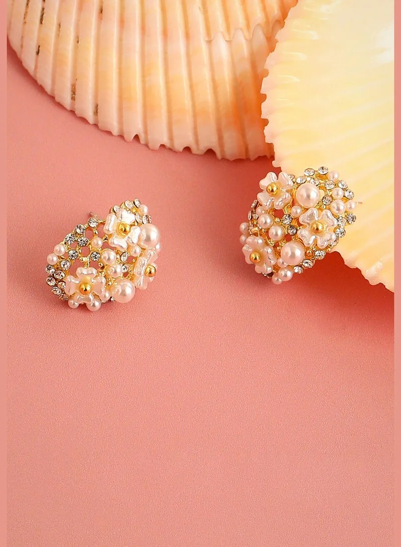 SOHI Gold Plated Party Designer Stone Stud For Women