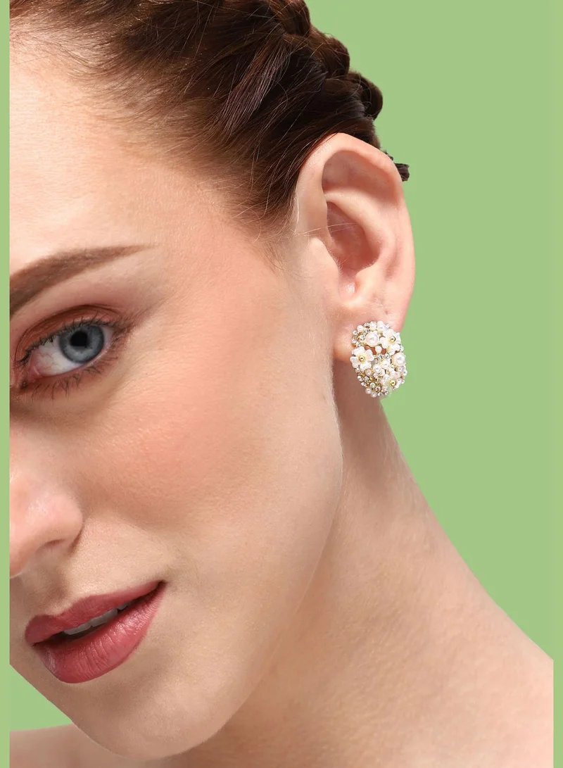 SOHI Gold Plated Party Designer Stone Stud For Women