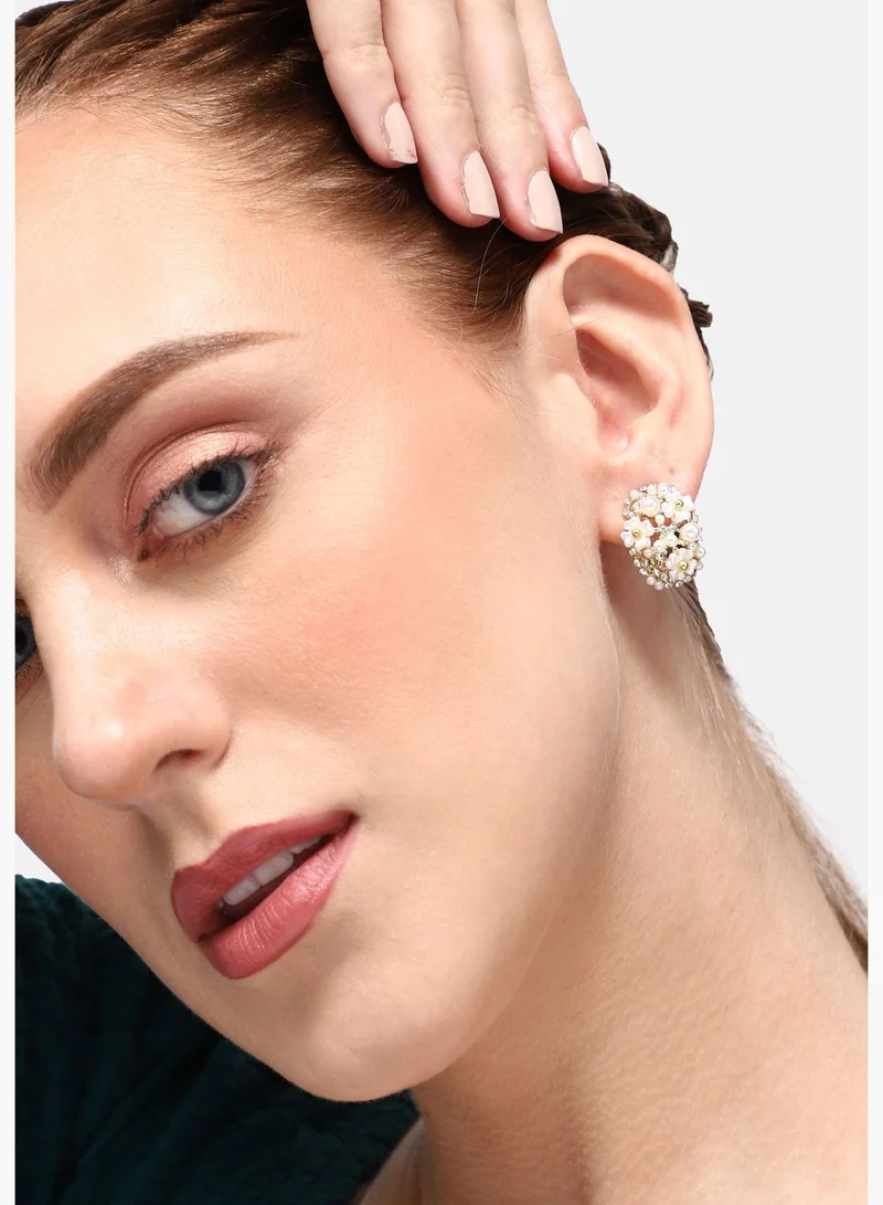 SOHI Gold Plated Party Designer Stone Stud For Women