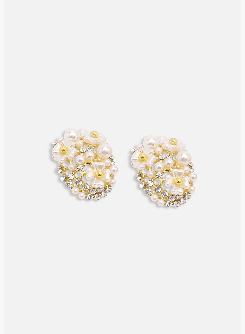 SOHI Gold Plated Party Designer Stone Stud For Women