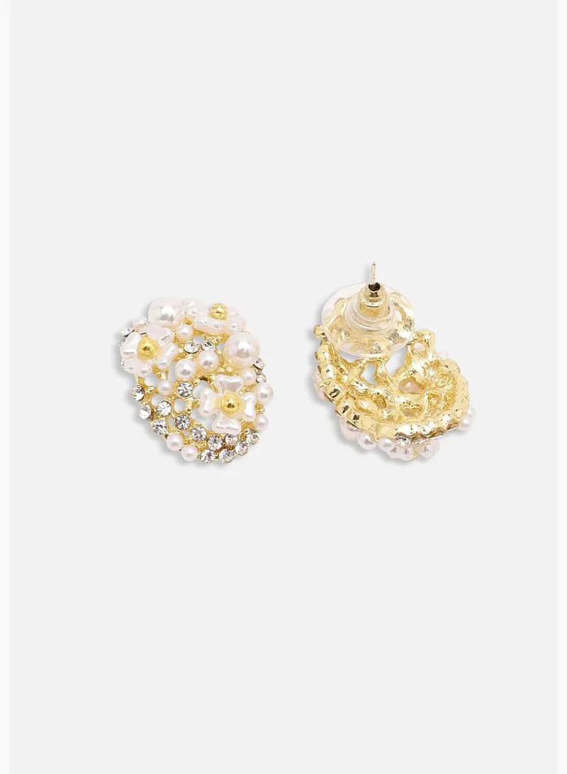 SOHI Gold Plated Party Designer Stone Stud For Women