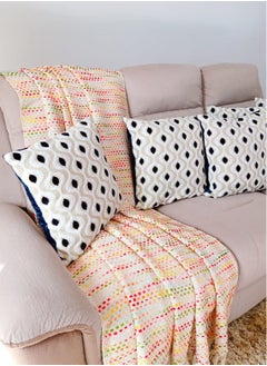 OJARIYA Polka Dot Multicoloured Premium Cotton Acrylic Handwoven Sofa Throw Blanket  - Image 4
