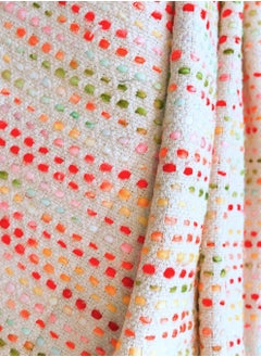 OJARIYA Polka Dot Multicoloured Premium Cotton Acrylic Handwoven Sofa Throw Blanket  - Image 2