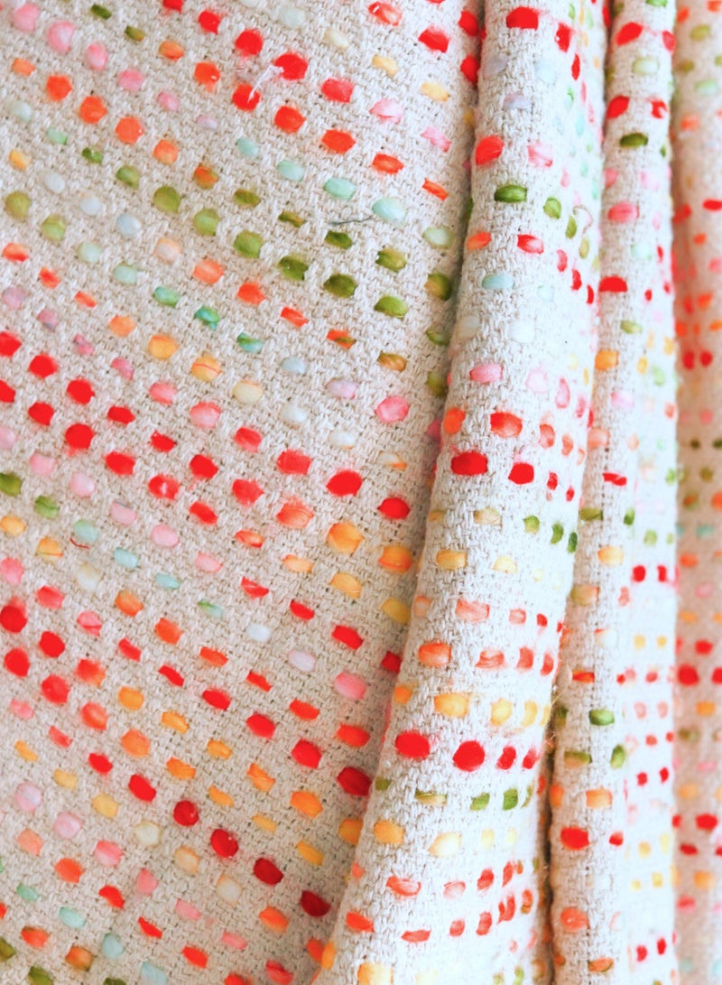 OJARIYA Polka Dot Multicoloured Premium Cotton Acrylic Handwoven Sofa Throw Blanket  - Image 2