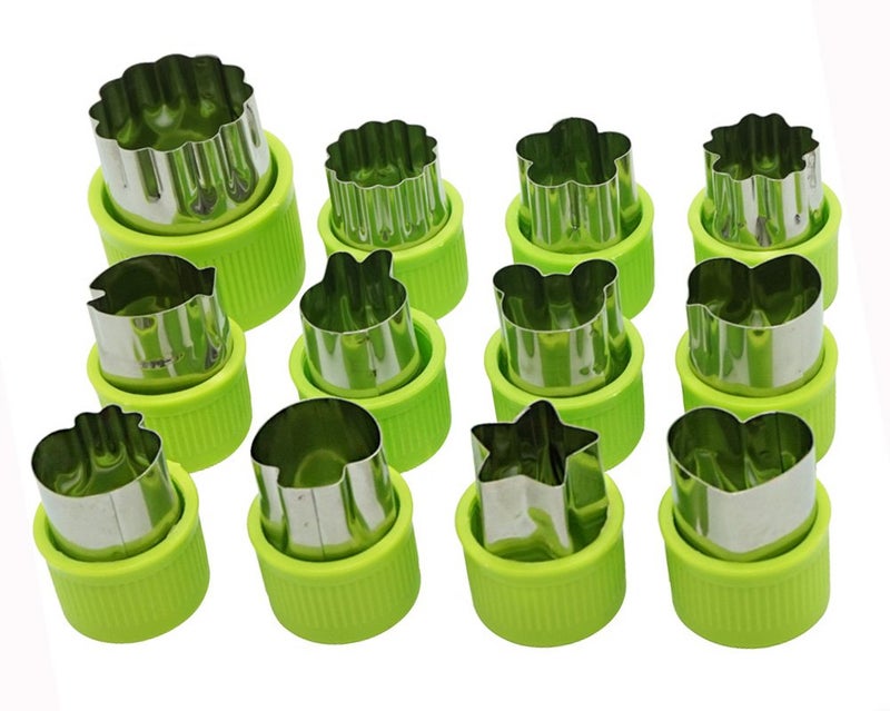 DIY Veggies Cutter set 12pcs, Flower Star Animals Shapes Mini Fruit Cutters Decorating Kits for Cookies Fondant Cake Decoration Kids Food Bento Box Baking Supplies Home Essentials