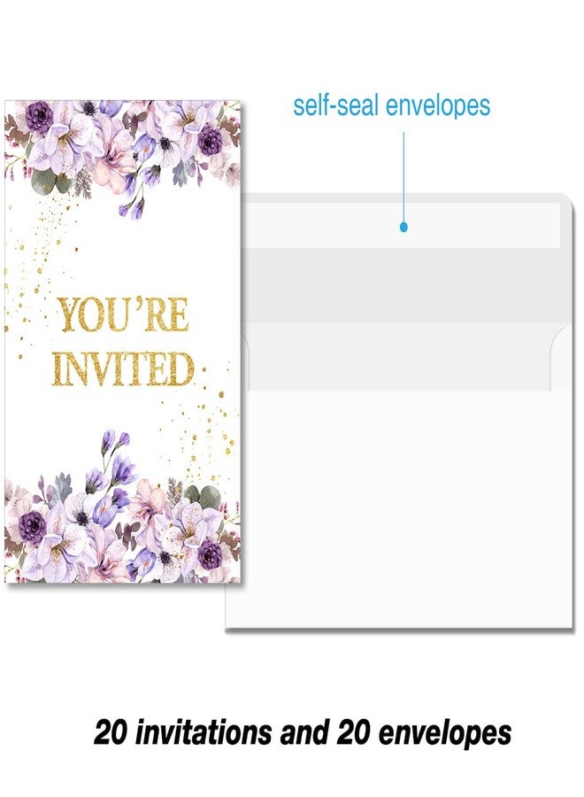 Soiceu Floral Surprise Birthday Party Invitations with Envelopes Set of 20 Pink Gold It's a Surprise Birthday Party Invites for Women - Image 5