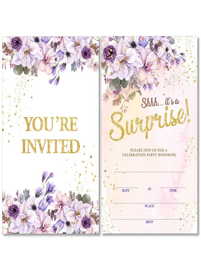 Soiceu Floral Surprise Birthday Party Invitations with Envelopes Set of 20 Pink Gold It's a Surprise Birthday Party Invites for Women - Image 2