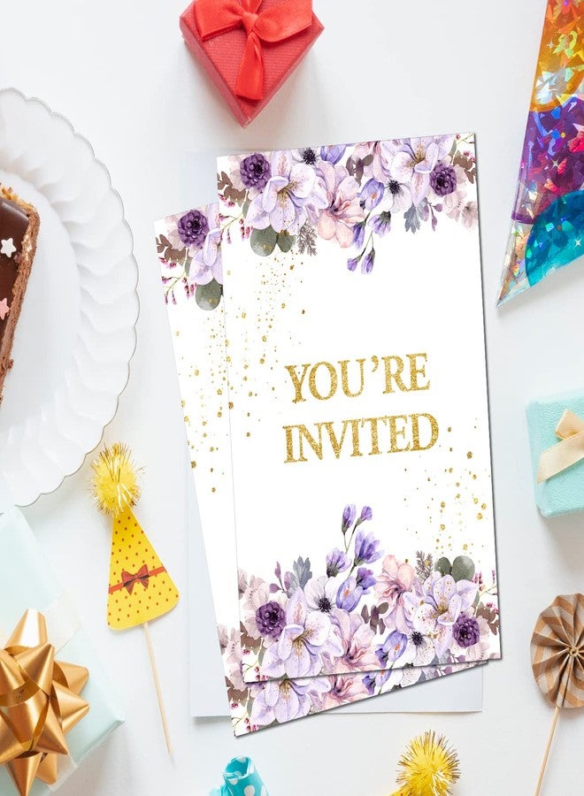 Soiceu Floral Surprise Birthday Party Invitations with Envelopes Set of 20 Pink Gold It's a Surprise Birthday Party Invites for Women - Image 3