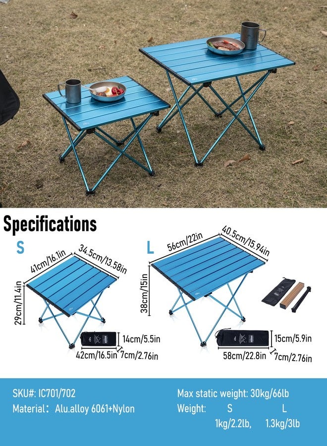 iClimb Ultralight Compact Camping Alu. Folding Table with Carry Bag, Two Size (Blue - S) - Image 4