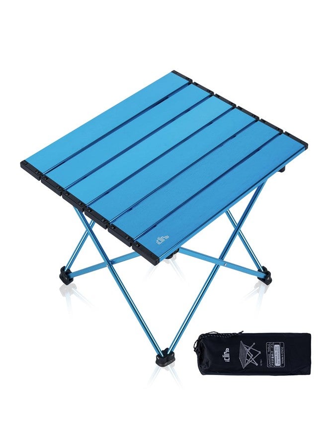iClimb Ultralight Compact Camping Alu. Folding Table with Carry Bag, Two Size (Blue - S) - Image 1