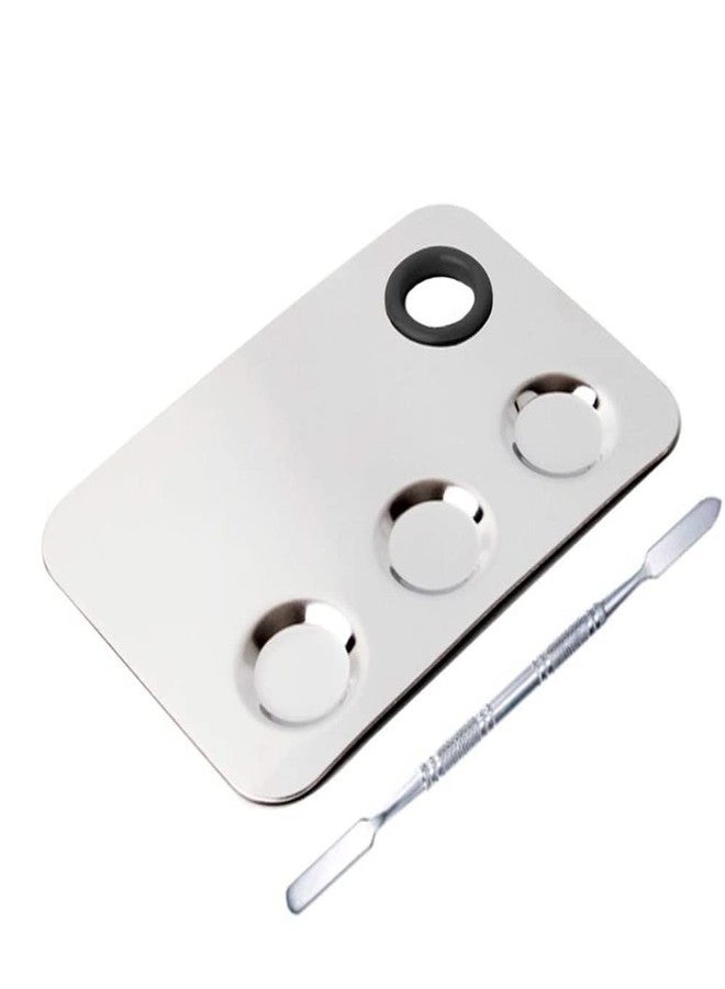Glamezone Stainless Steel Cosmetic 5 Dip Makeup Mixing Plate with Spatula Tool for Women - Image 4