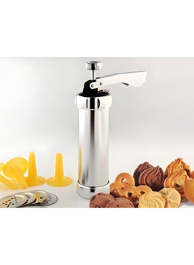 WAOKN Cookie Press Tool, (with 20 Disc and 4 Nozzles) DIY Cookie Press for Baking, Aluminum Alloy, Biscuit Press Maker Homemade Baking Tool Biscuit Cake Dessert DIY Maker And Decoration - Image 5