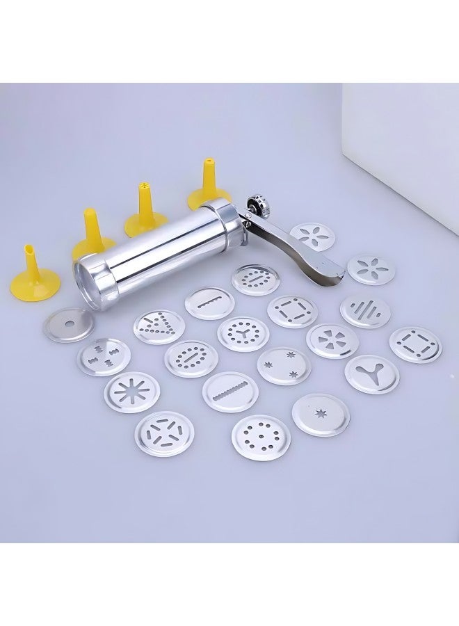 WAOKN Cookie Press Tool, (with 20 Disc and 4 Nozzles) DIY Cookie Press for Baking, Aluminum Alloy, Biscuit Press Maker Homemade Baking Tool Biscuit Cake Dessert DIY Maker And Decoration - Image 2