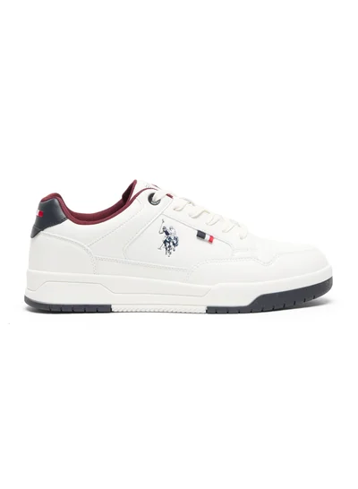 U.S. Polo Assn. Men's White Low-Top Casual Sneakers  - Lace-Up Design with Comfort Cushioned Sole for Everyday Style