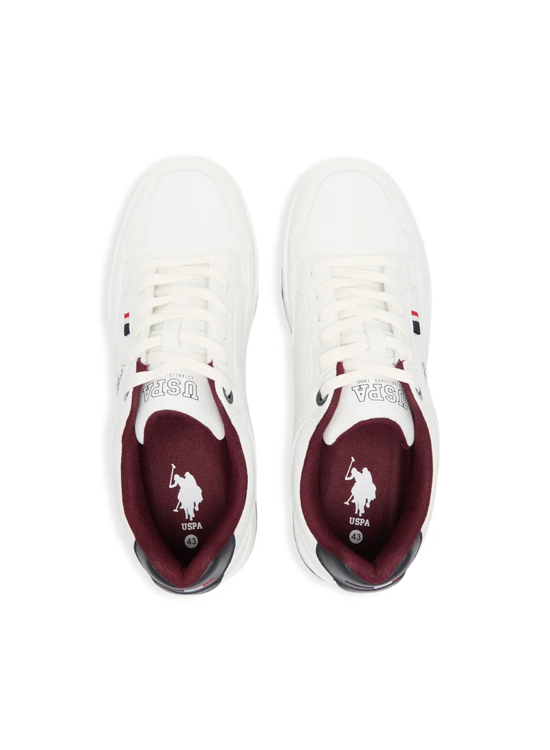 U.S. Polo Assn. Men's White Low-Top Casual Sneakers  - Lace-Up Design with Comfort Cushioned Sole for Everyday Style