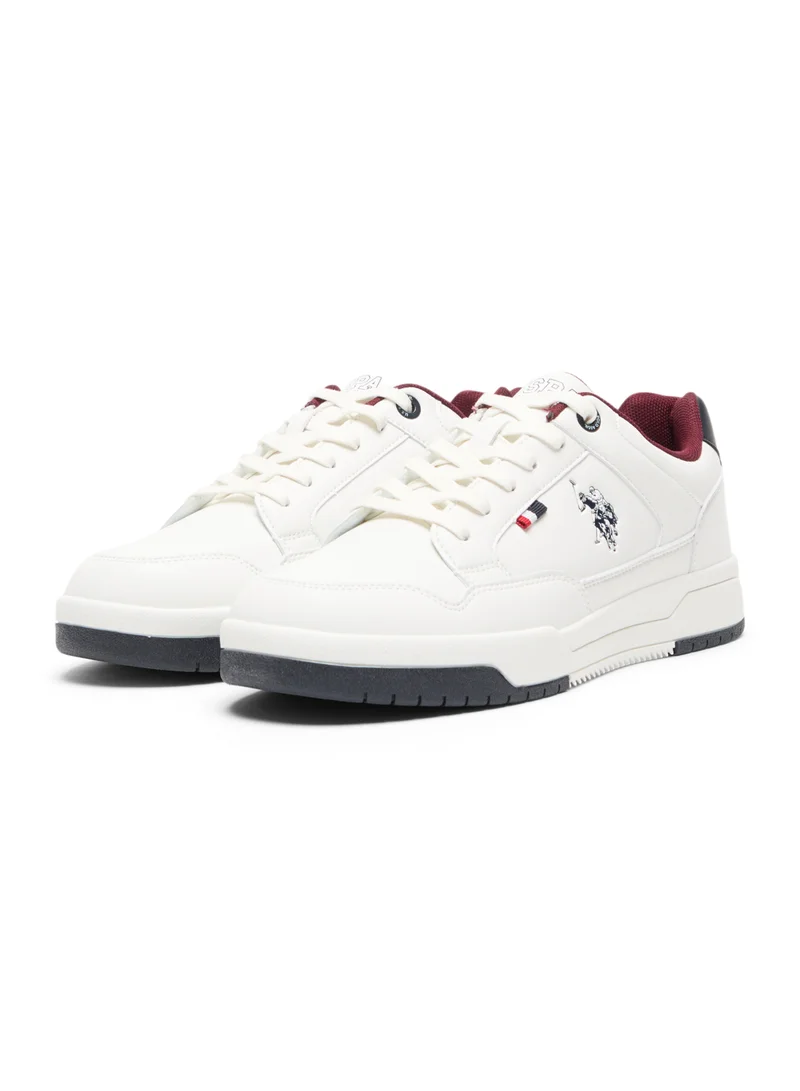U.S. Polo Assn. Men's White Low-Top Casual Sneakers  - Lace-Up Design with Comfort Cushioned Sole for Everyday Style