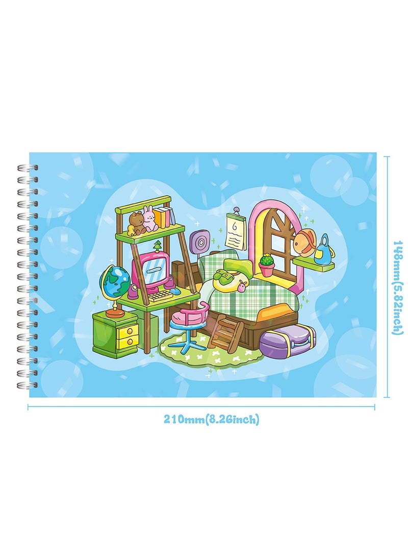 Cute Bear Coloring Book Stickers Set Laser Flash Film Coil Children's Coloring Book Blue - Image 2