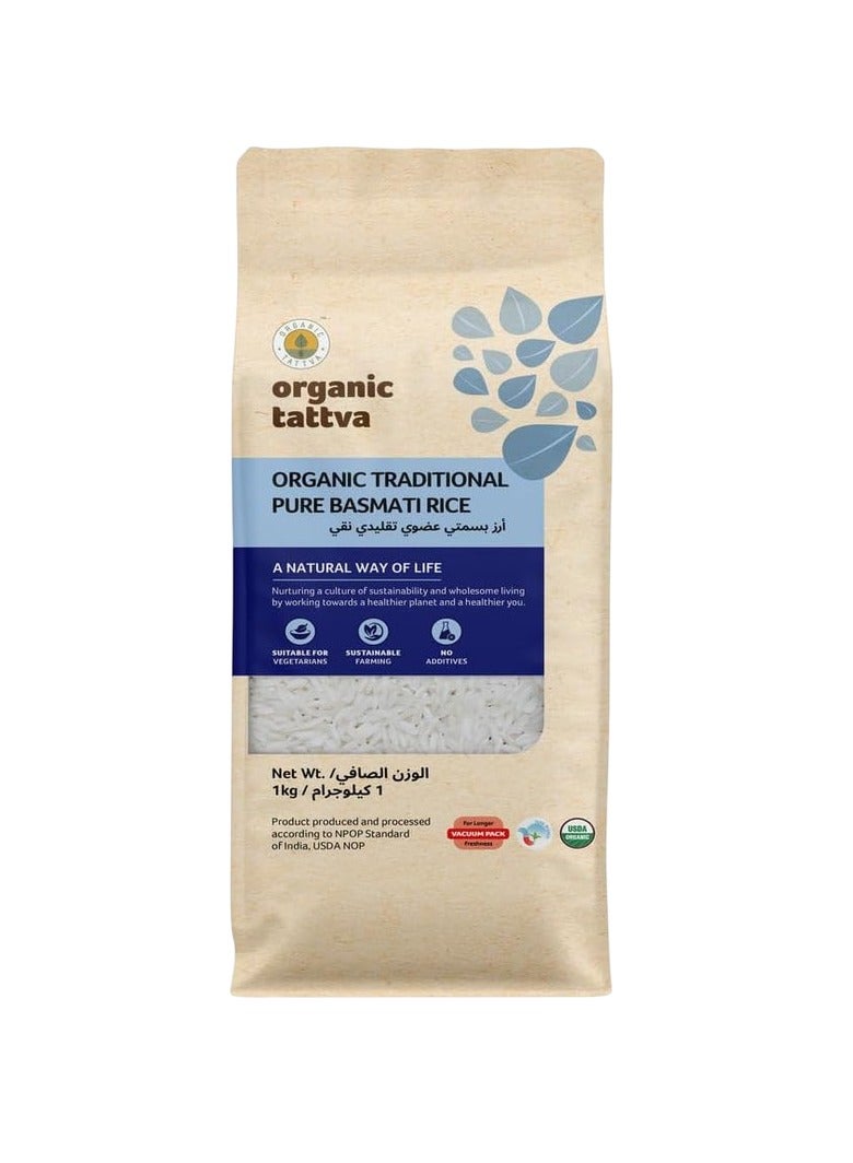 Organic Tattva Organic Traditional Pure Basmati Rice 1kg - Image 1